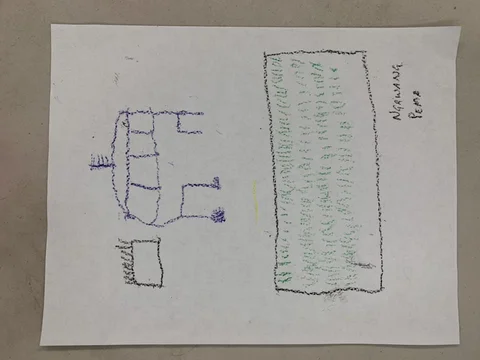 Ngawang Pema's Nomad Home — crayon drawing by Ngawang Pema, 80 yrs old