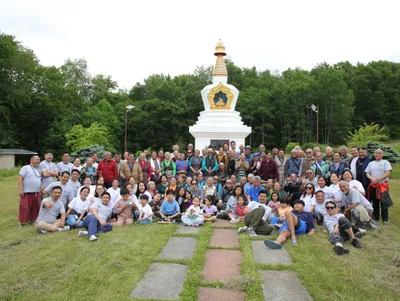 Community group at a Buddhist stupa